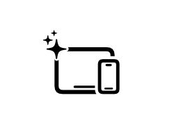 Symbol - iPad and iPhone clustered together with little sparkles in the top left